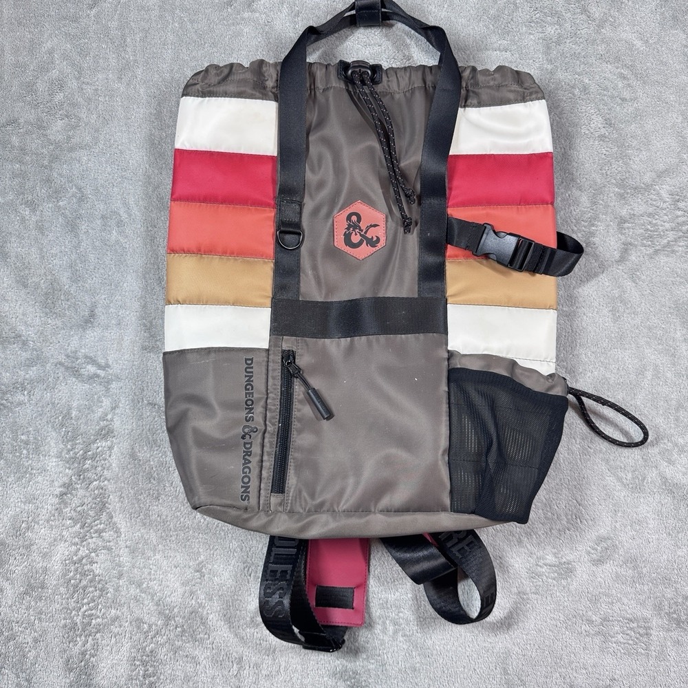 Dungeons & Dragons Backpack Convertible Tote Bag Gray Red Striped D&D Gamer